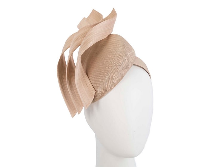 Fascinators Online - Nude pillbox racing fascinator with jinsin trim by Fillies Collection