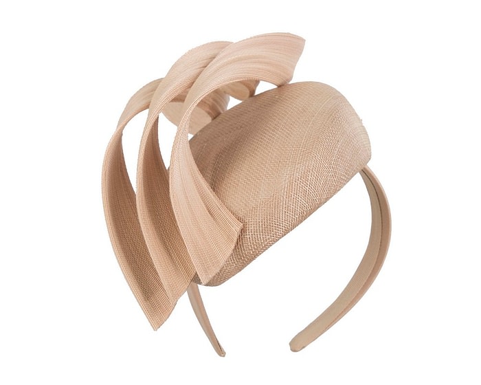 Fascinators Online - Nude pillbox racing fascinator with jinsin trim by Fillies Collection
