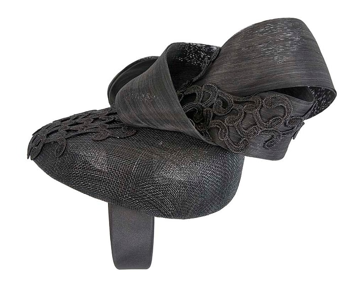 Fascinators Online - Black pillbox fascinator with lace by Fillies Collection