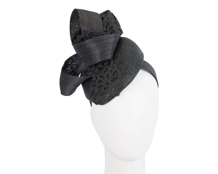 Fascinators Online - Black pillbox fascinator with lace by Fillies Collection