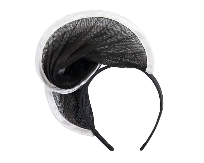 Fascinators Online - Black & white headband racing fascinator by Fillies Collection