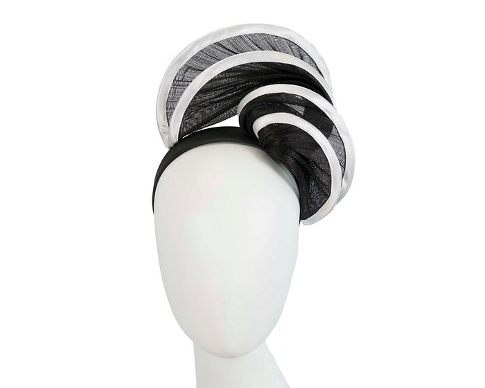 Fascinators Online - Black & white headband racing fascinator by Fillies Collection