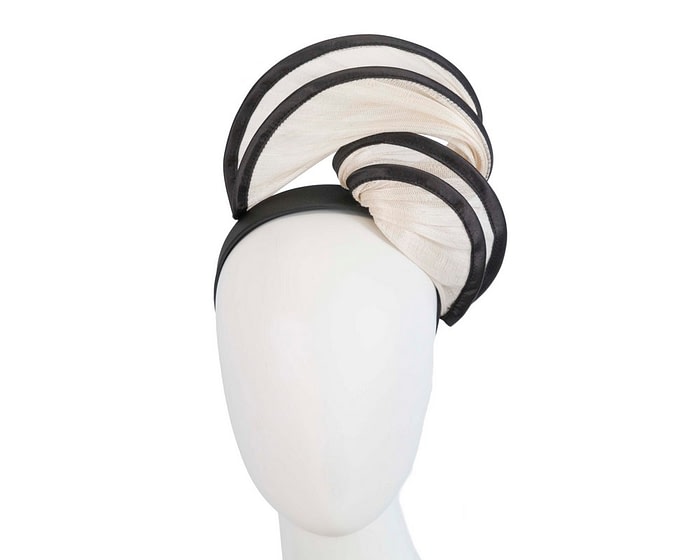 Fascinators Online - Cream & black headband racing fascinator by Fillies Collection