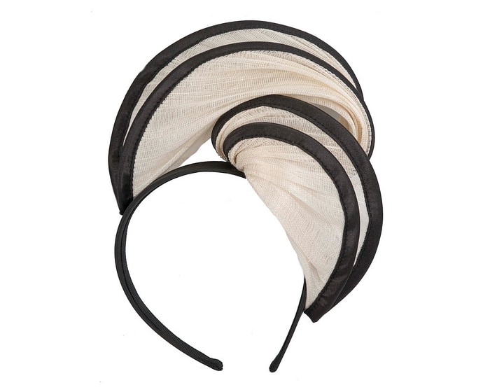 Fascinators Online - Cream & black headband racing fascinator by Fillies Collection