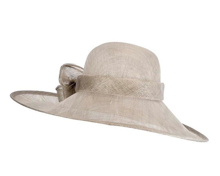 Fascinators Online - Wide brim silver sinamay racing hat by Max Alexander
