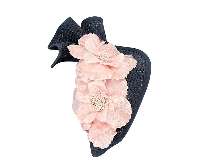 Fascinators Online - Bespoke large navy & pink flower fascinator by Fillies Collection
