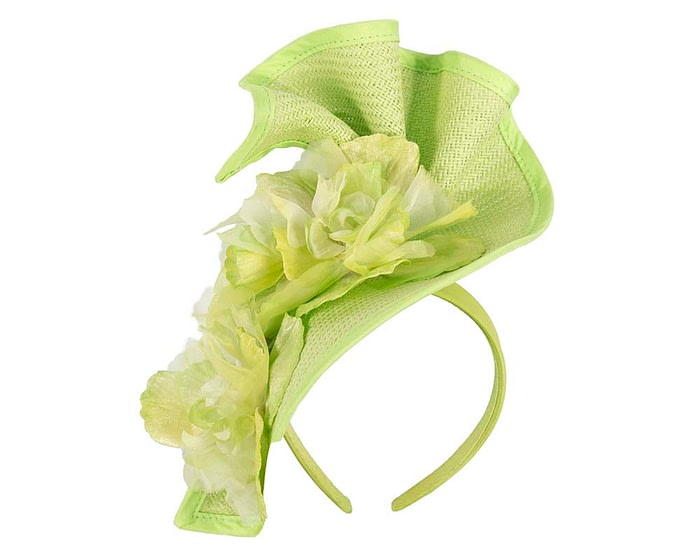 Fascinators Online - Bespoke large lime green flower fascinator by Fillies Collection
