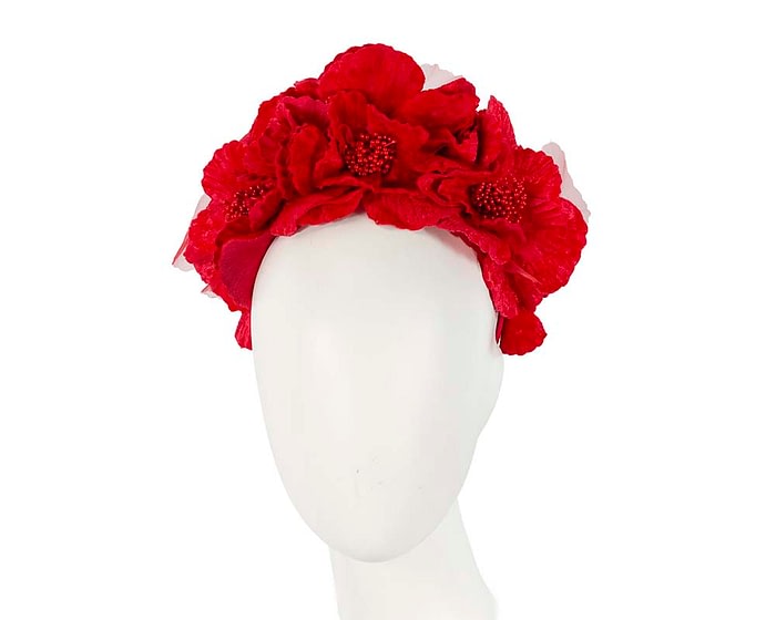 Fascinators Online - Bright Red flower crown halo