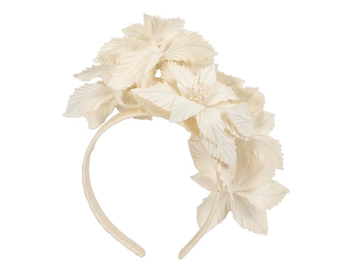 Fascinators Online - Cream sculptured handcrafted flower fascinator by Fillies Collection