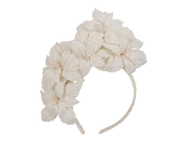 Fascinators Online - Cream sculptured handcrafted flower fascinator by Fillies Collection