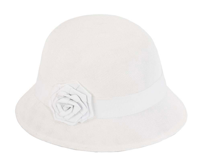 Fascinators Online - White spring racing bucket hat by Max Alexander