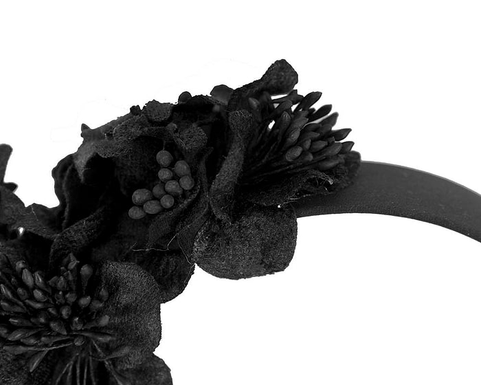 Fascinators Online - Racing fascinator - Black flowers on headband by Max Alexander