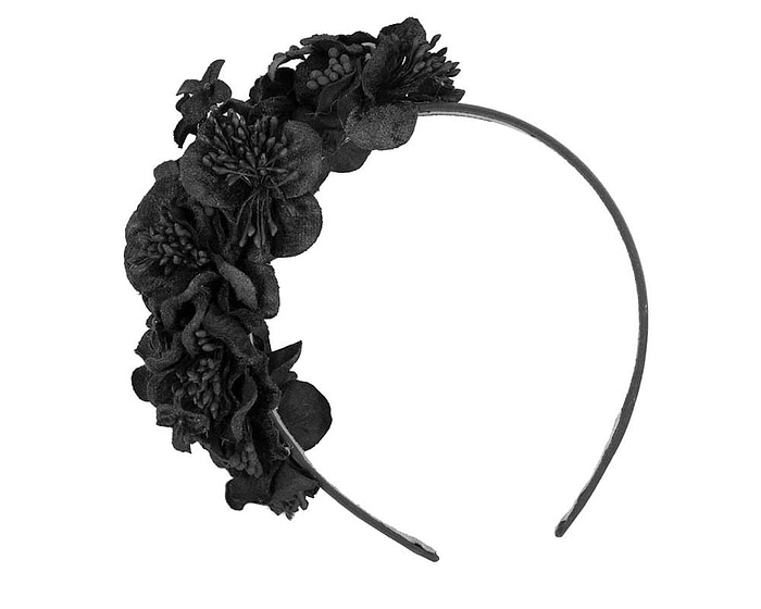 Fascinators Online - Racing fascinator - Black flowers on headband by Max Alexander