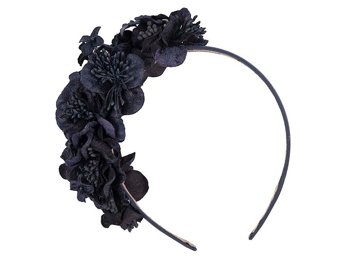Fascinators Online - Racing fascinator - Navy flowers on headband by Max Alexander
