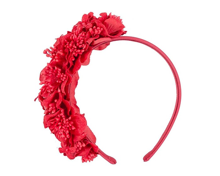 Fascinators Online - Racing fascinator - Red flowers on headband by Max Alexander