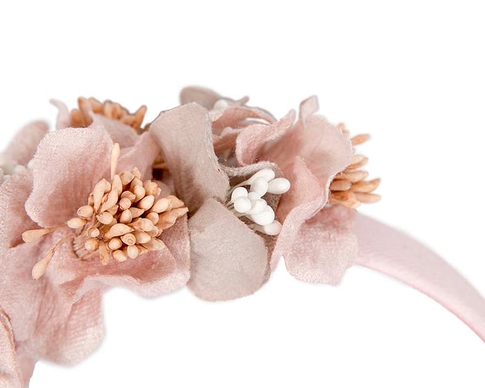 Fascinators Online - Racing fascinator - Silver/Pink flowers on headband by Max Alexander