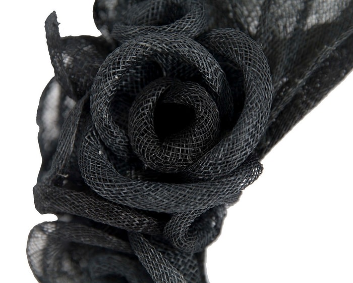 Fascinators Online - Large black flower headband fascinator by Max Alexander