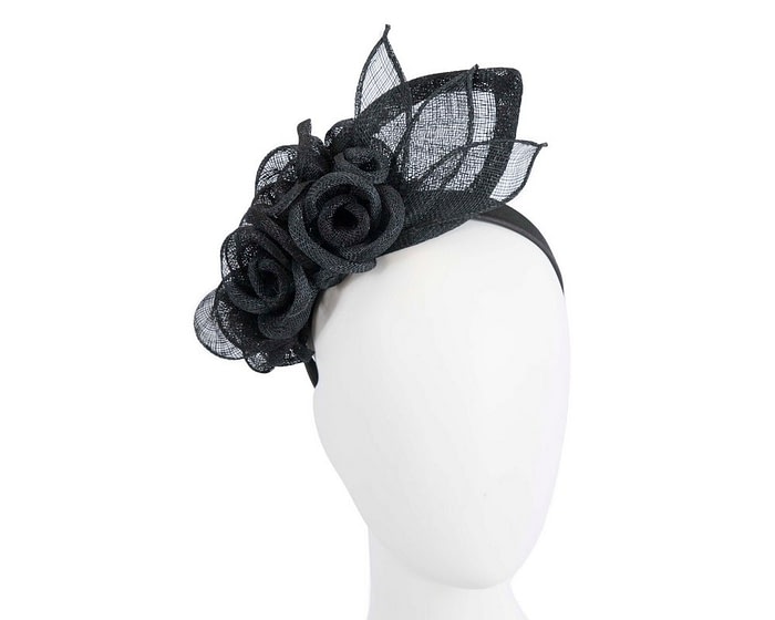 Fascinators Online - Large black flower headband fascinator by Max Alexander