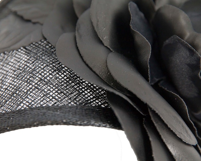 Fascinators Online - Black leather flower headband fascinator by Max Alexander