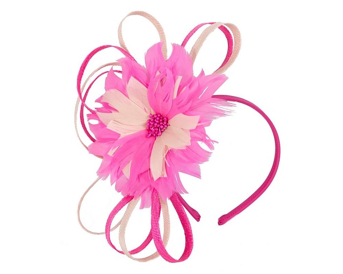 Fascinators Online - Fuchsia & blush feather flower fascinator headband by Max Alexander