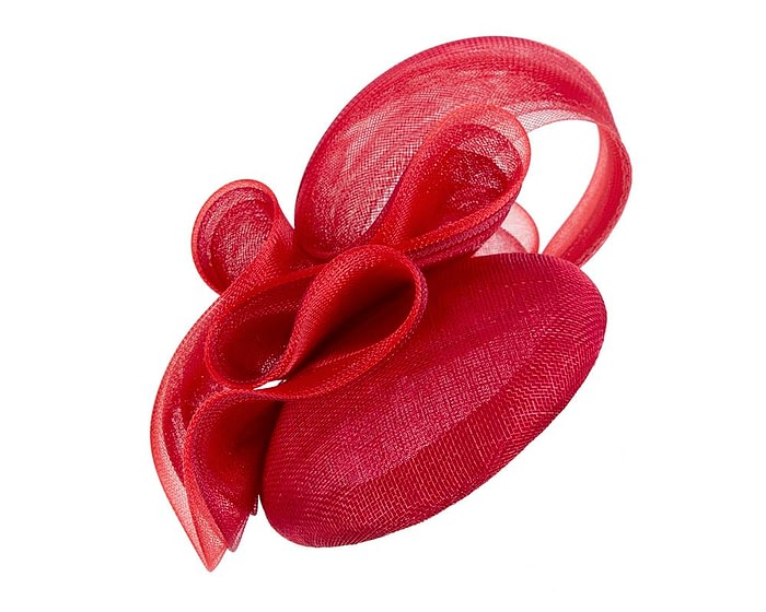 Fascinators Online - Red pillbox racing fascinator with wave by Fillies Collection