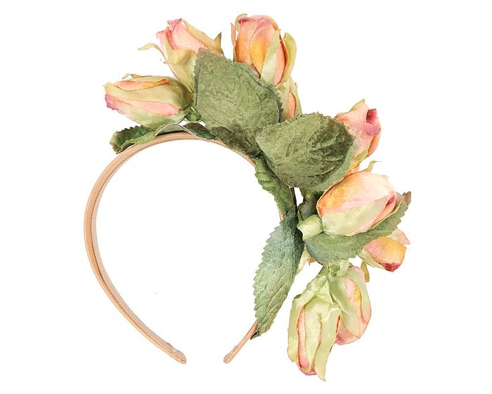 Fascinators Online - Multi-color peach roses flower headband by Max Alexander