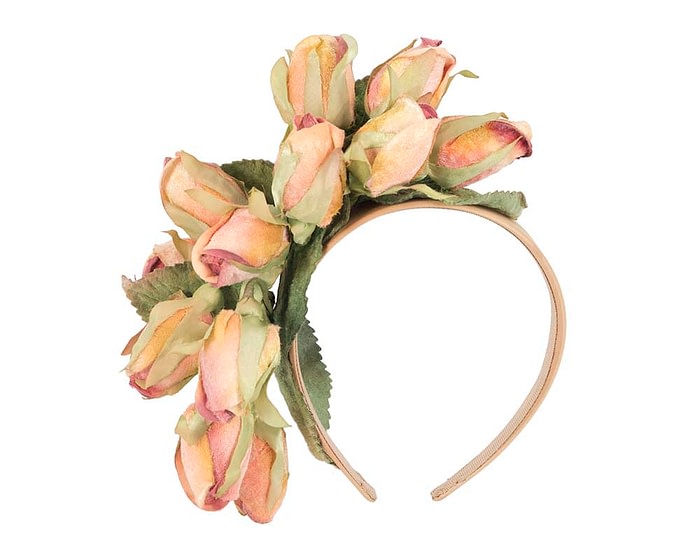 Fascinators Online - Multi-color peach roses flower headband by Max Alexander