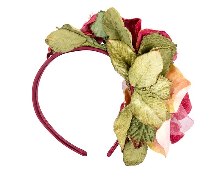 Fascinators Online - Multi-color burgundy flower headband by Max Alexander