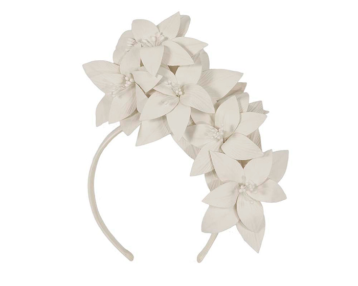 Fascinators Online - Cream leather flower headband by Fillies Collection