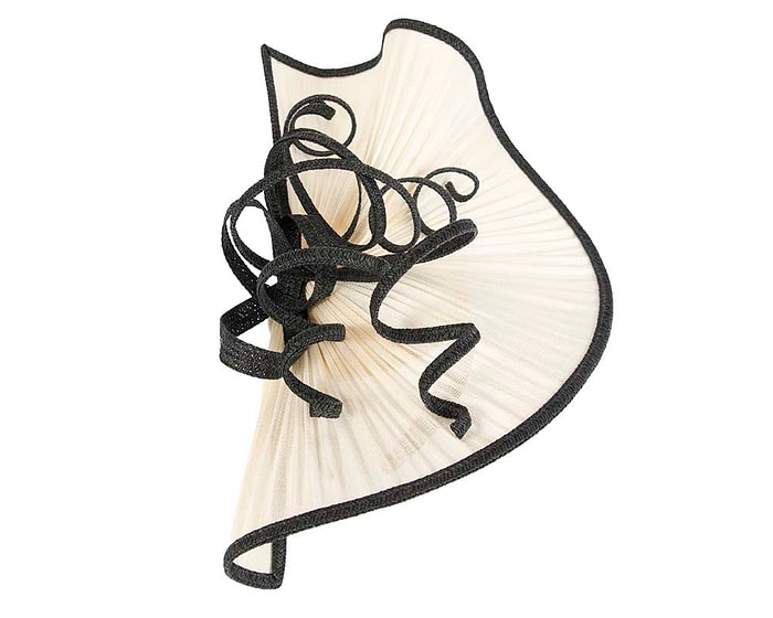 Fascinators Online - Large cream and black jinsin racing fascinator by Fillies Collection