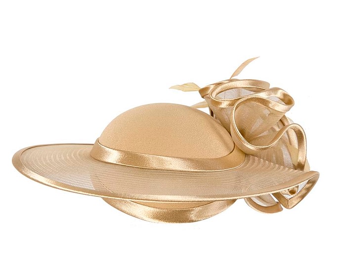 Fascinators Online - Gold custom made Mother of the Bride hat by Cupids Millinery