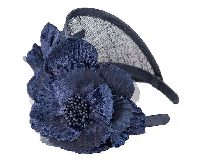 Fascinators Online - Navy flower headband fascinator by Max Alexander