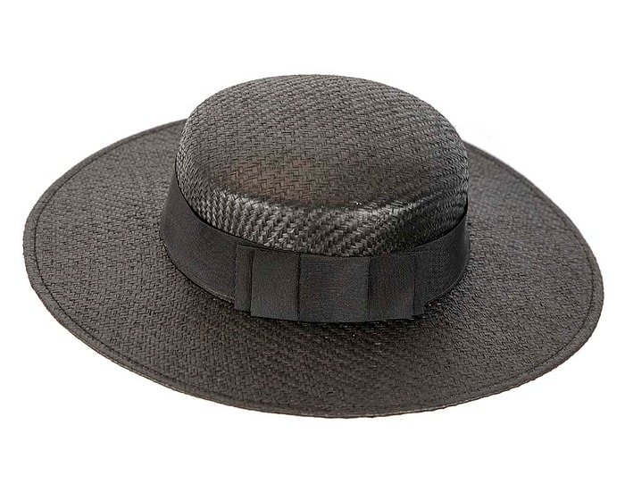Fascinators Online - Black boater hat by Max Alexander