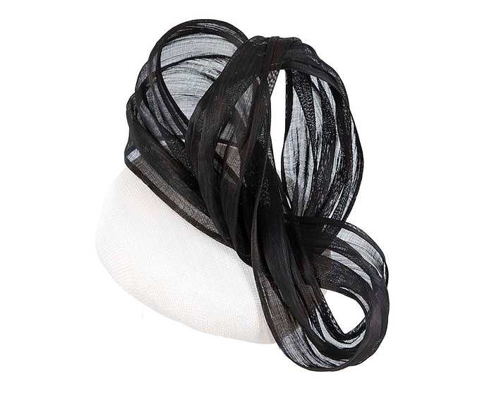 Fascinators Online - White pillbox with black bow by Fillies Collection