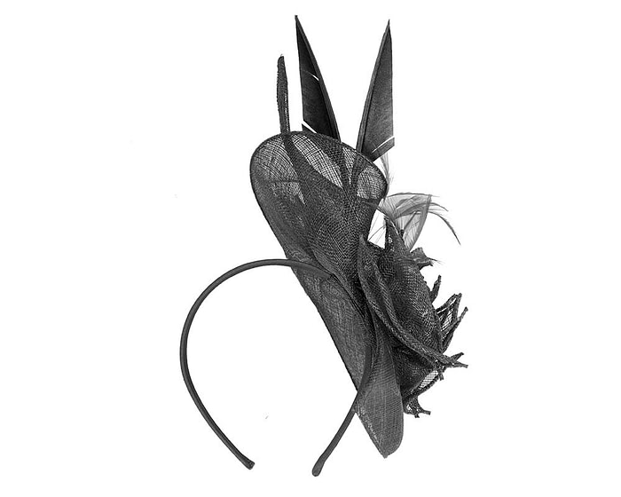Fascinators Online - Black racing fascinator with feathers by Max Alexander