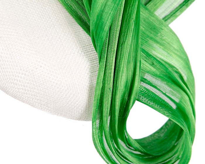 Fascinators Online - White pillbox with lime bow by Fillies Collection