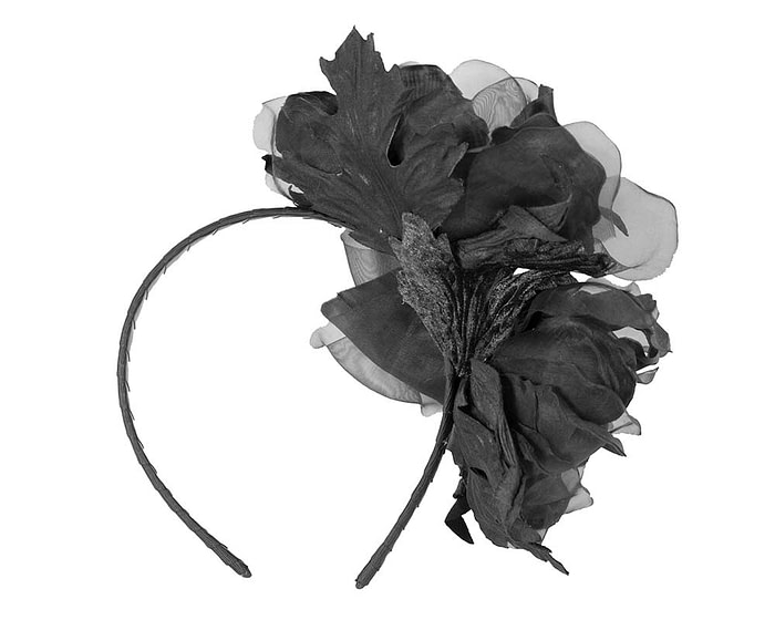 Fascinators Online - Black Silk Flower Fascinator by Fillies Collection