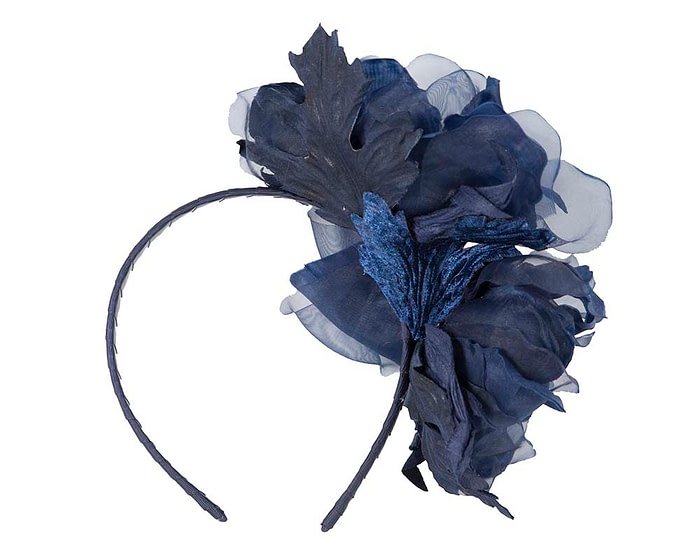 Fascinators Online - Navy Silk Flower Fascinator by Fillies Collection