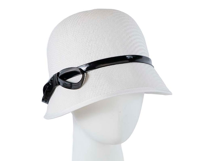 Fascinators Online - White racing cloche bucket hat