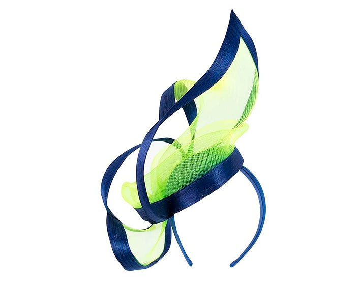 Fascinators Online - Edgy royal blue & lime fascinator by Fillies Collection