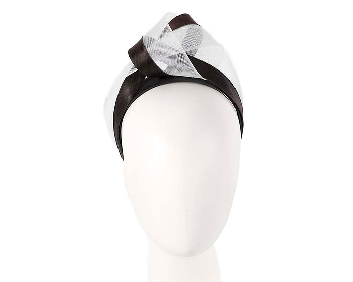 Fascinators Online - Black & white turban headband by Fillies Collection