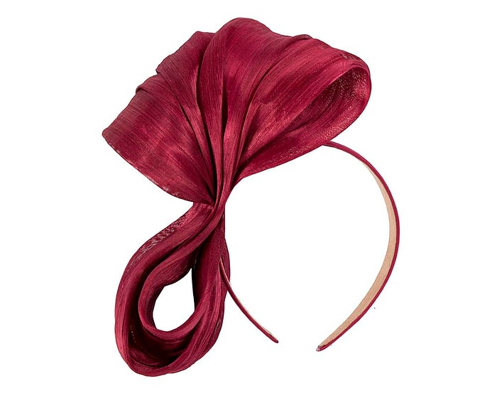 Fascinators Online - Burgundy wine bow racing fascinator by Fillies Collection
