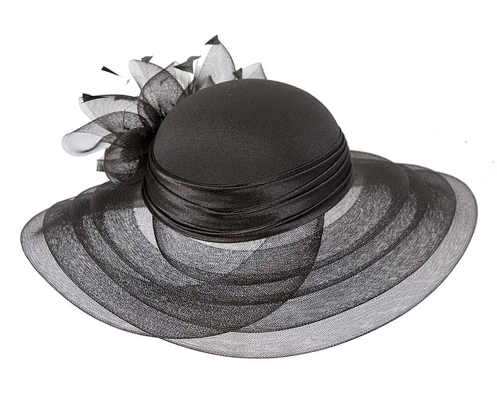 Fascinators Online - Black custom made Mother of the Bride hat