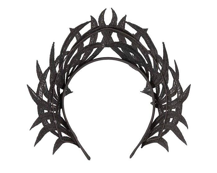 Fascinators Online - Black lace crown by Max Alexander