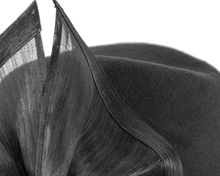 Fascinators Online - Bespoke black felt fedora by Fillies Collection