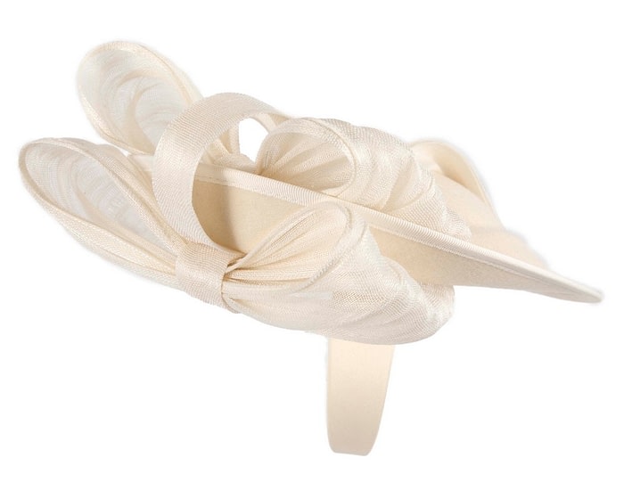 Fascinators Online - Bespoke cream winter plate fascinator with bow by Fillies Collection