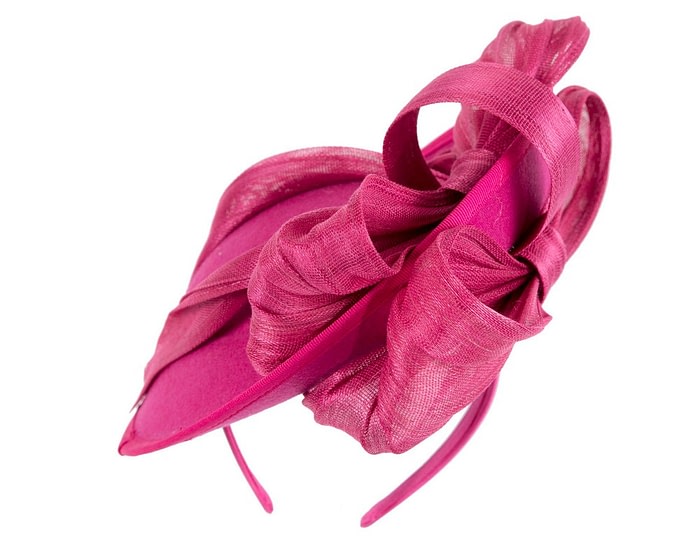 Fascinators Online - Bespoke fuchsia winter plate fascinator with bow by Fillies Collection