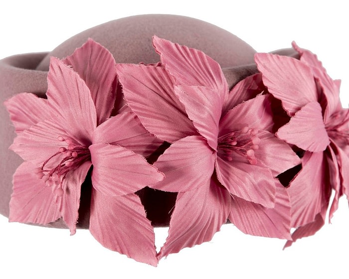 Fascinators Online - Dusty pink felt winter fashion beret by Fillies Collection
