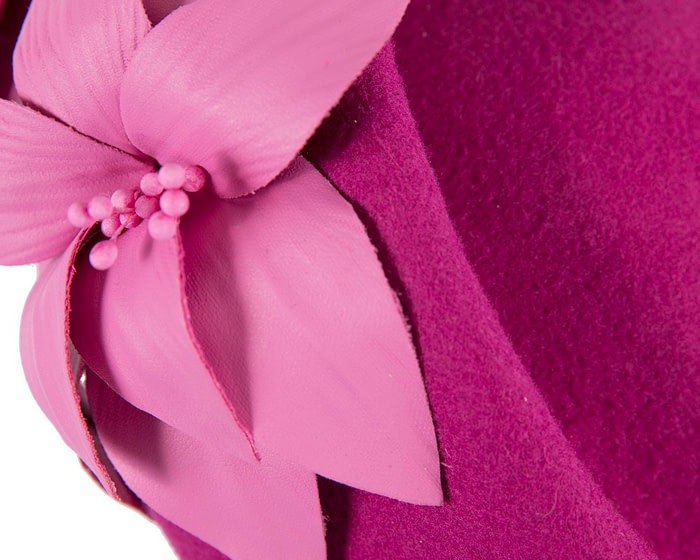 Fascinators Online - Fuchsia felt winter fashion beret by Fillies Collection