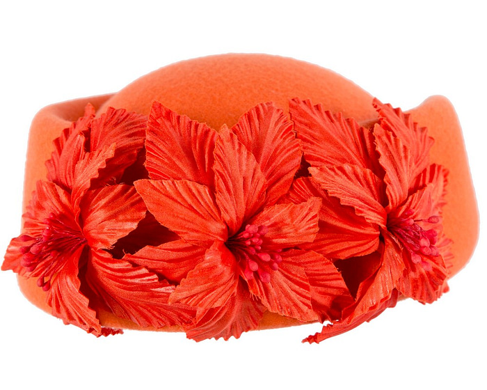 Fascinators Online - Orange felt winter fashion beret by Fillies Collection